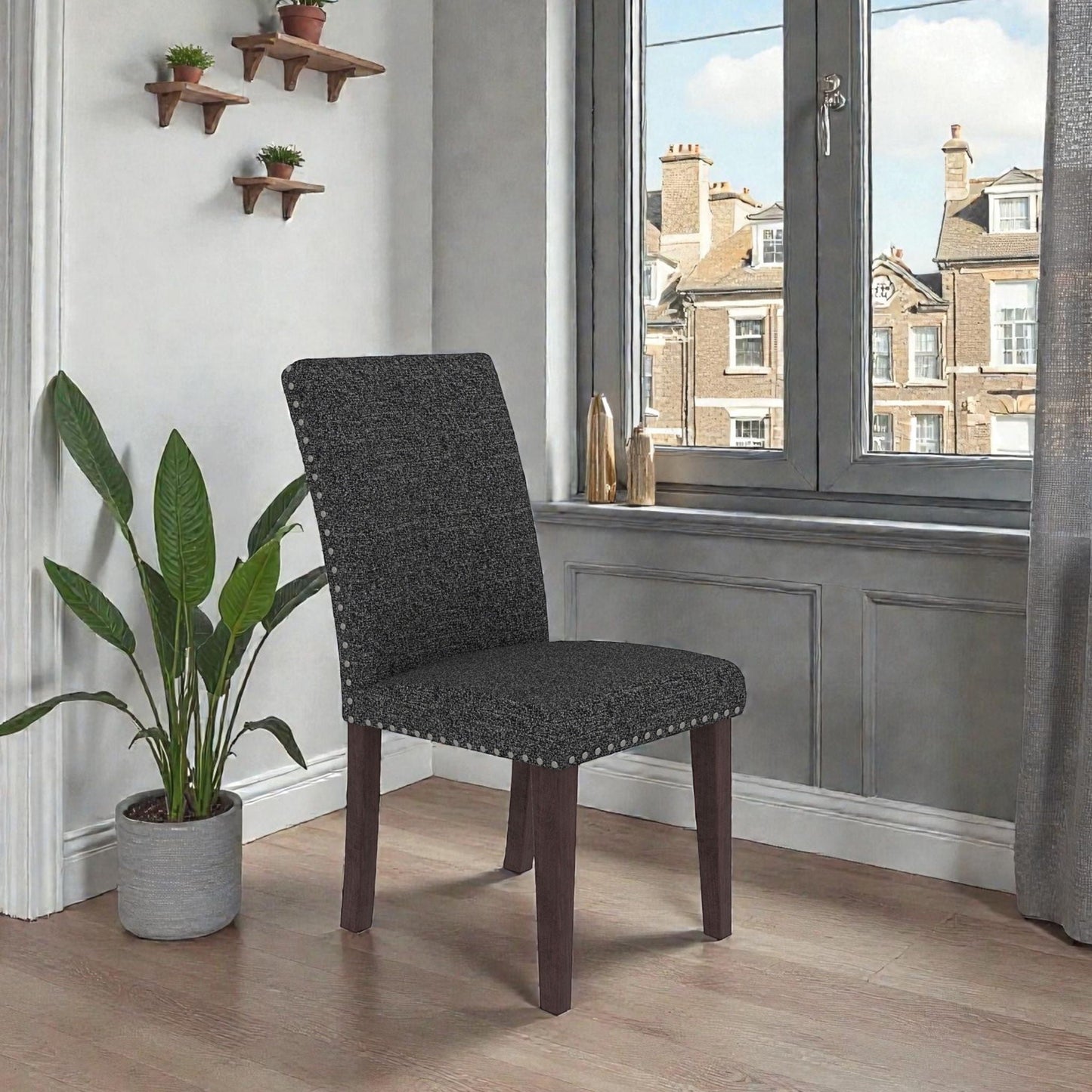 Upholstered Dining Chair With High Back Design (Set of 2)