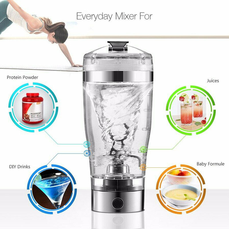 Portable Electric Protein Shaker Bottle | USB Rechargeable Mixer for Shakes, Smoothies & Coffee | BPA-Free Fitness Blender Cup
