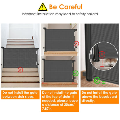 Baby Security Gate Retractable Door Extra Wide Child Safety Stairs Gate 61x34in for Doorway Hallway Indoor Outdoor