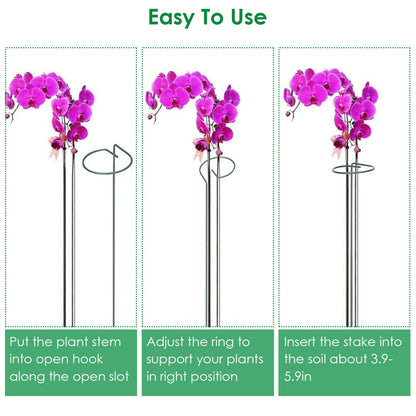 10Pcs 10in Plant Support Stakes Garden Flower Single Stem Support Stake Iron Plant Cage Support Ring For Tomatoes Orchid Lily Peony Rose Flower Amaryl