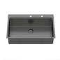 Drop In Workstation Sink Topmount Single Bowl With Pull Out Faucet And Soap Dispenser - Gunmetal Black