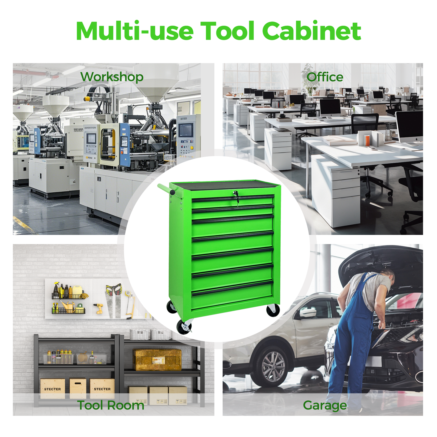 Rolling Metal Tool Chest with 7 Drawers, 20" Steel Organizer
