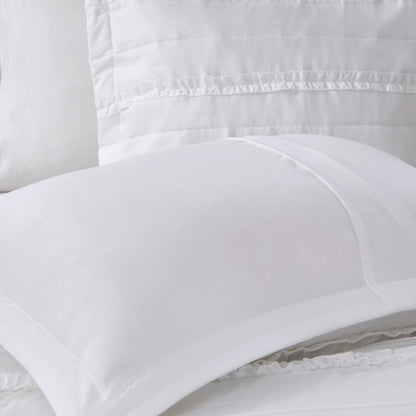 5 Piece Microfiber Ruffled Comforter Set - White California King