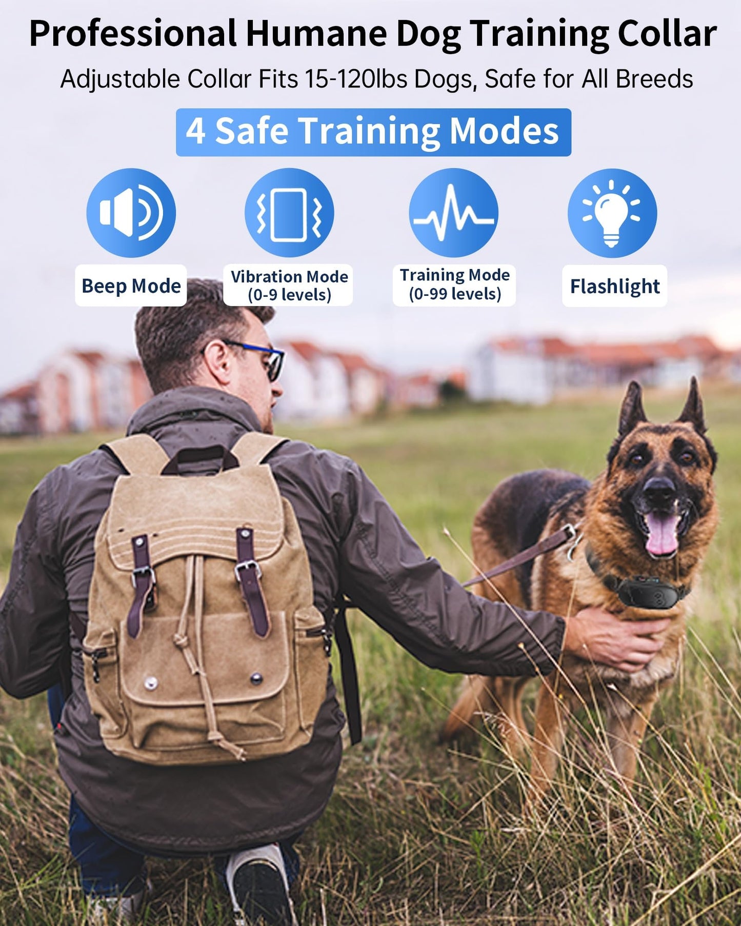 Dog Shock Collar With Remote Control, Waterproof Dog Training Collar Bk 2000FT Range, 4 Training Modes, Security Lock, Rechargeable IPX7 Waterproof Receiver, Fits Small Medium Large Dogs 15-120 Lbs