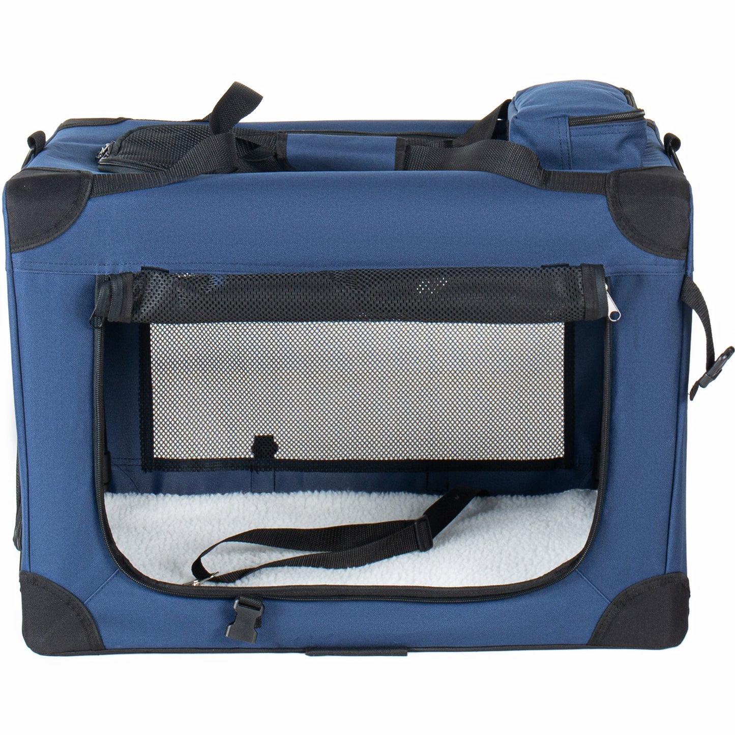 40'' Soft Dog Crates Kennel with 3 Doors and Fleece Mat