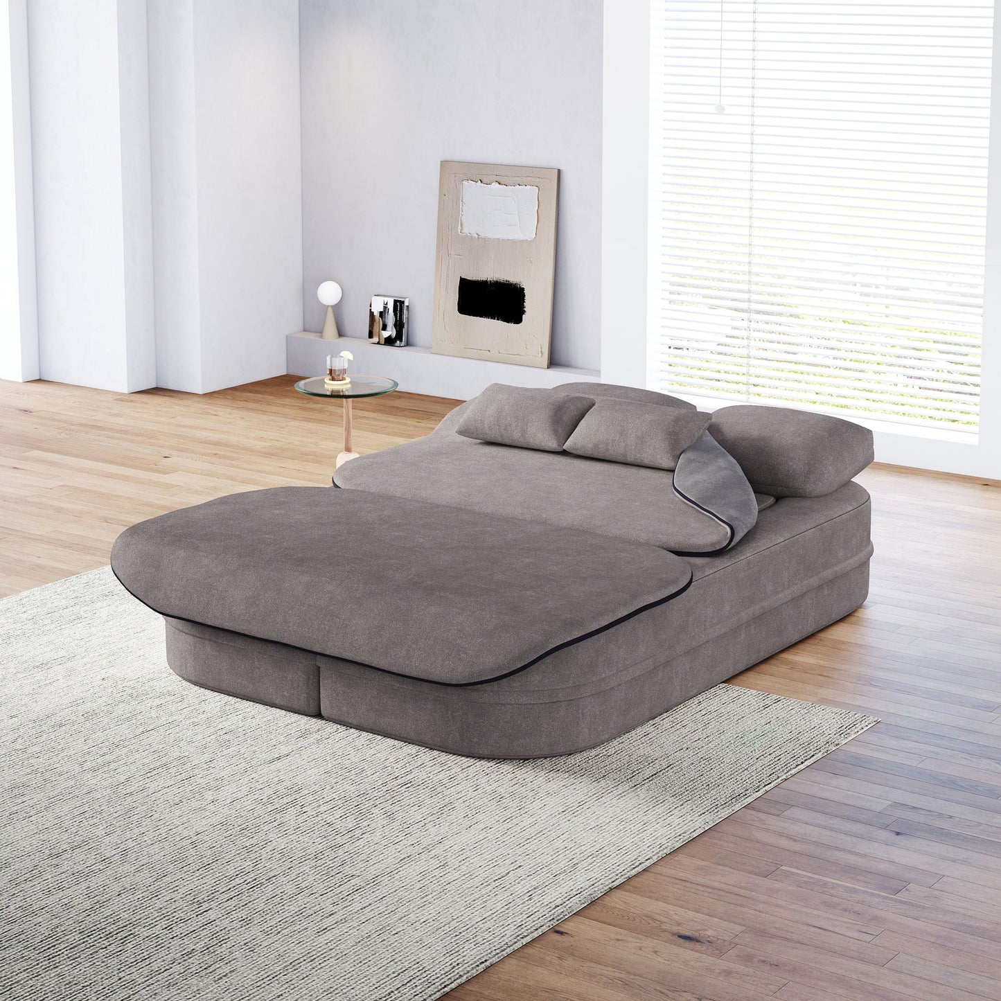 2 In 1 Foldable Sofa Bed With Multi Functional Blanket, Floor Lounge Sofa