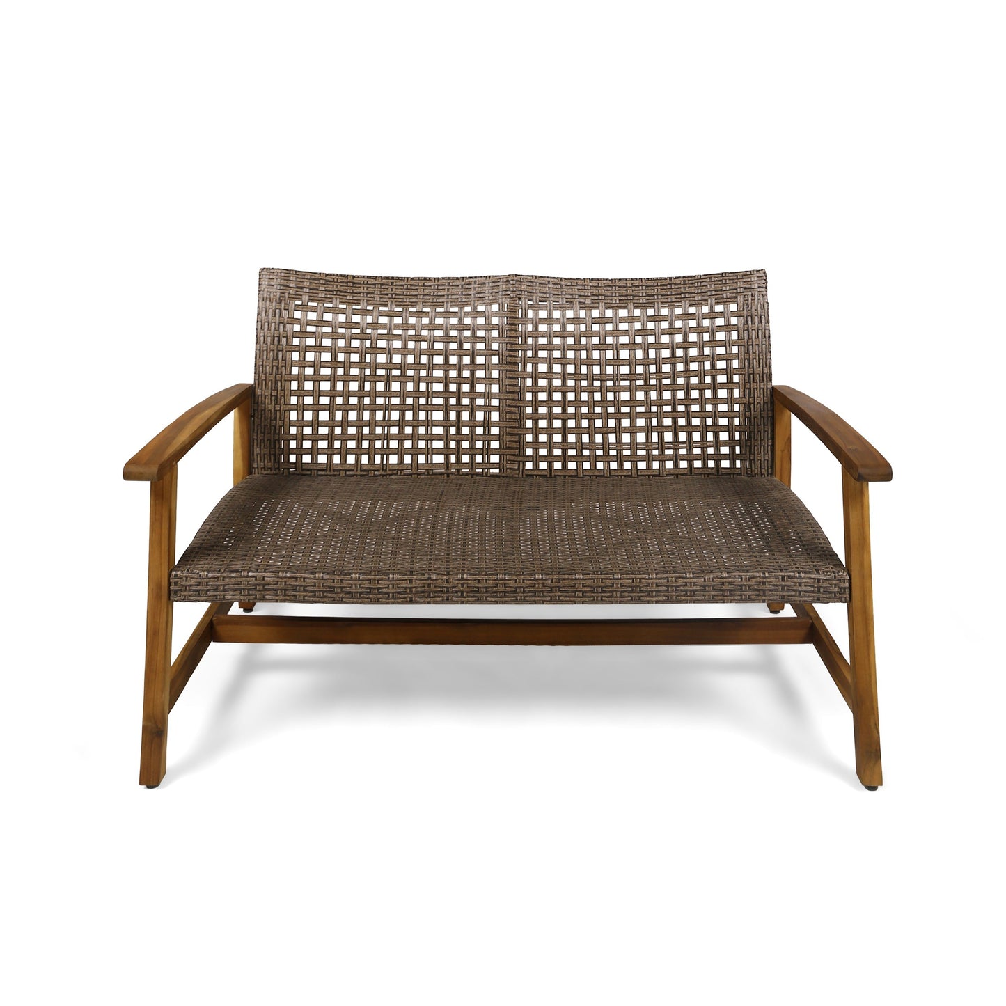 Hampton Outdoor Acacia Wood Wicker Loveseat
