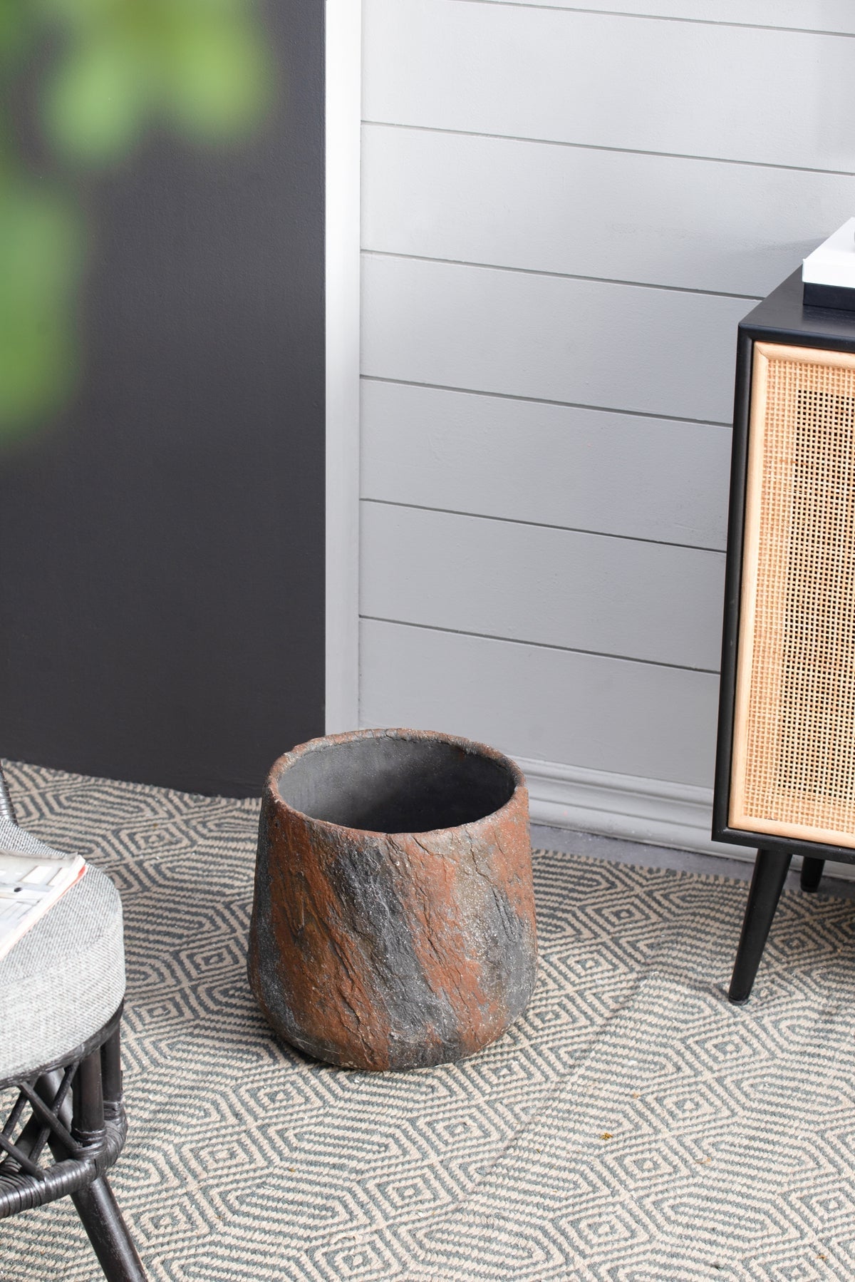 12.6x12.6x11.8" Cement Planter Small, Indoor Outdoor Garden Functional Decor