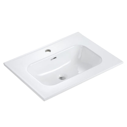 Glossy White Ceramic Integrated Sink