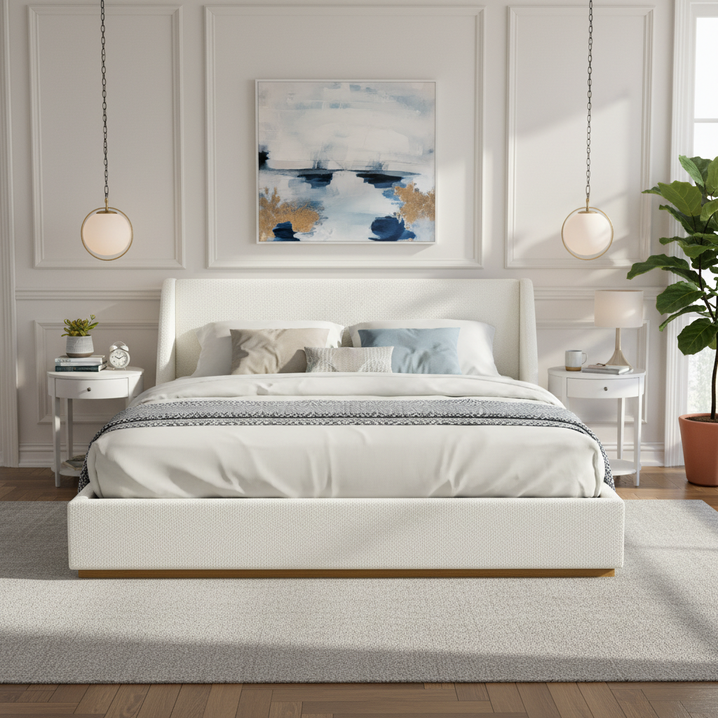 Luxury Upholstered Bed with Wings