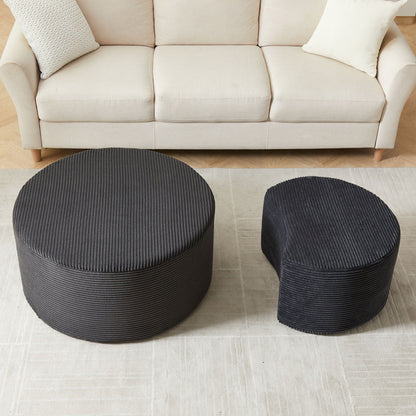Modern Upholstered Round Coffee Table For Living Room (Set of 2)