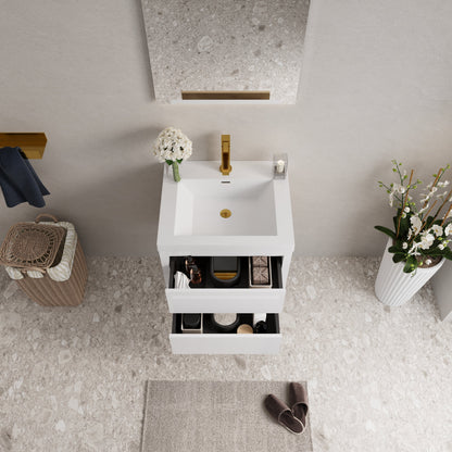 24" Wall-Mounted Bathroom Vanity with Sink and Storage Cabinet