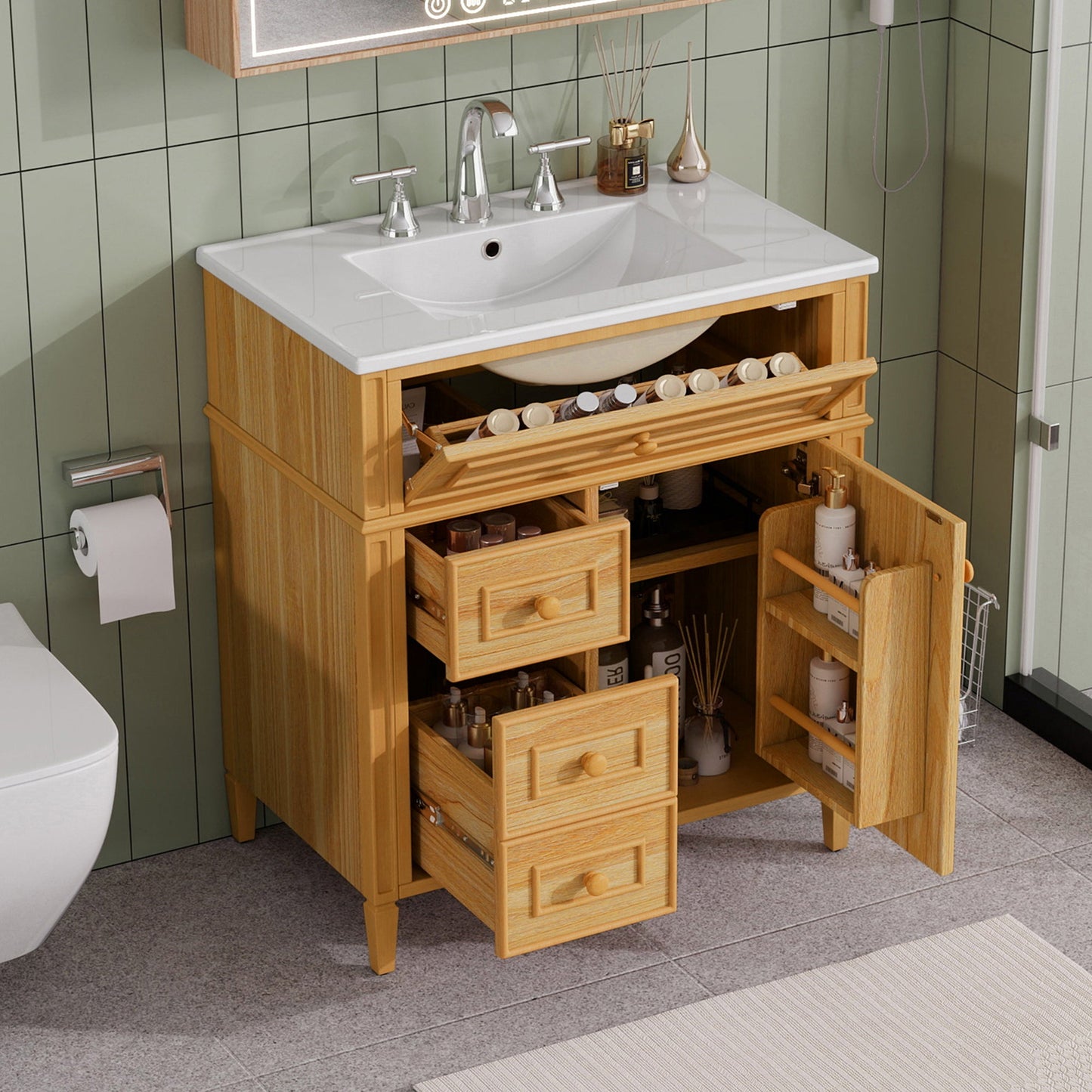 30" Bathroom Vanity with Sink and Wood Vanity Cabinet