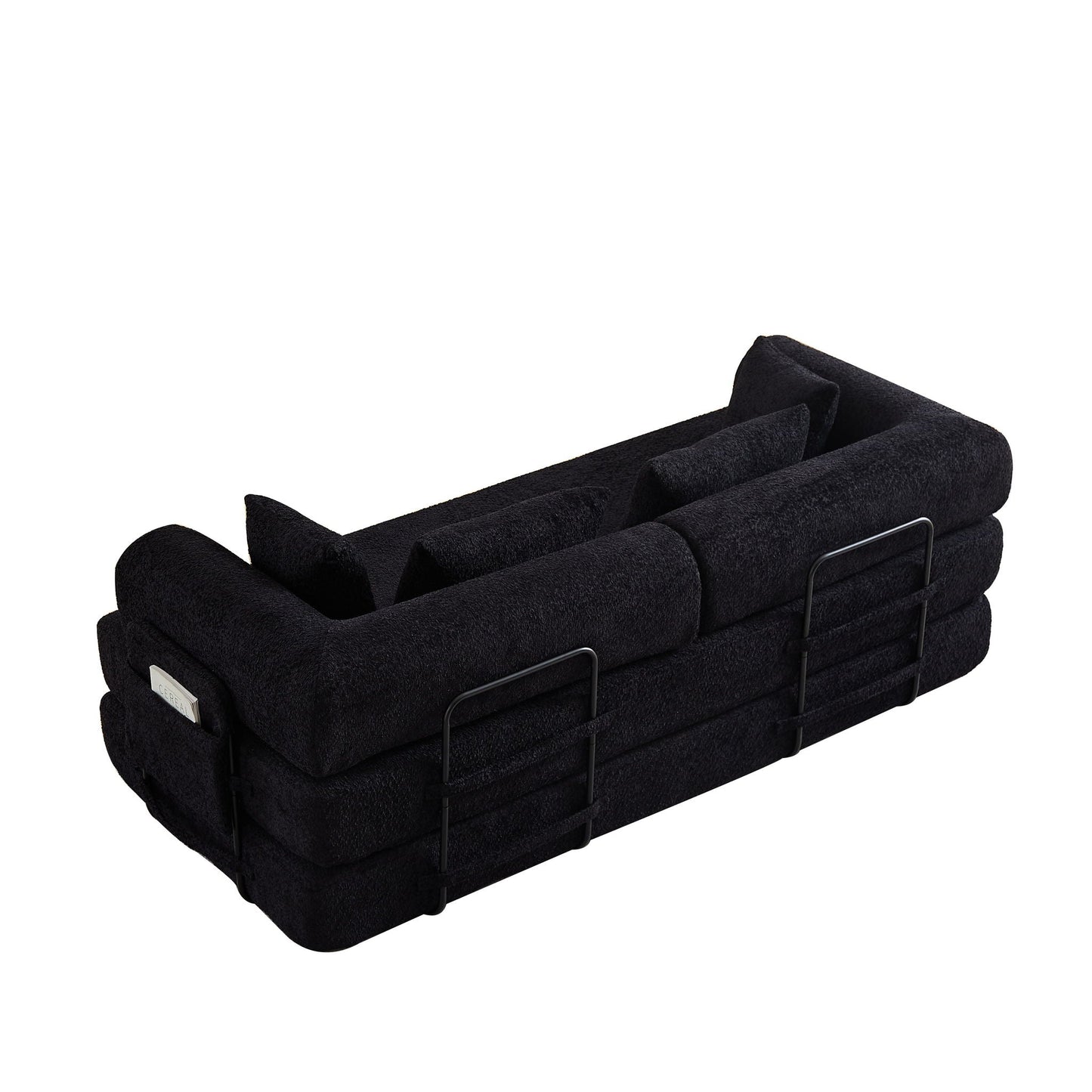 Convertible Sleeper Sofa Bed With Cylindrical Pillow