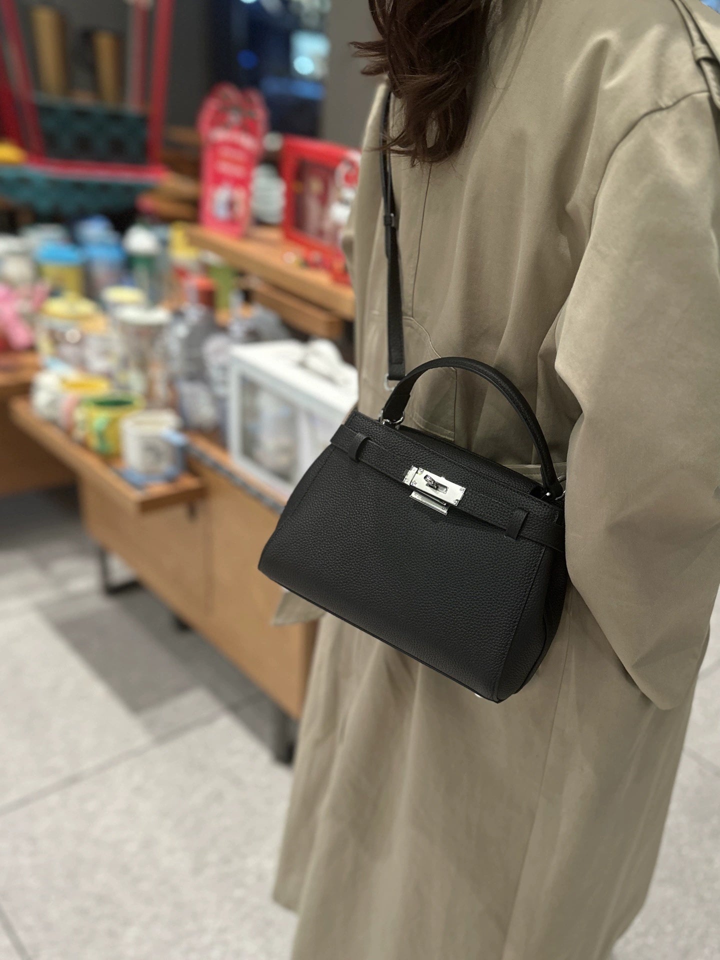 Cross-border Leather Kelly Bag 2026 New Style Simple High-End First-Layer Cowhide Small Square Bag