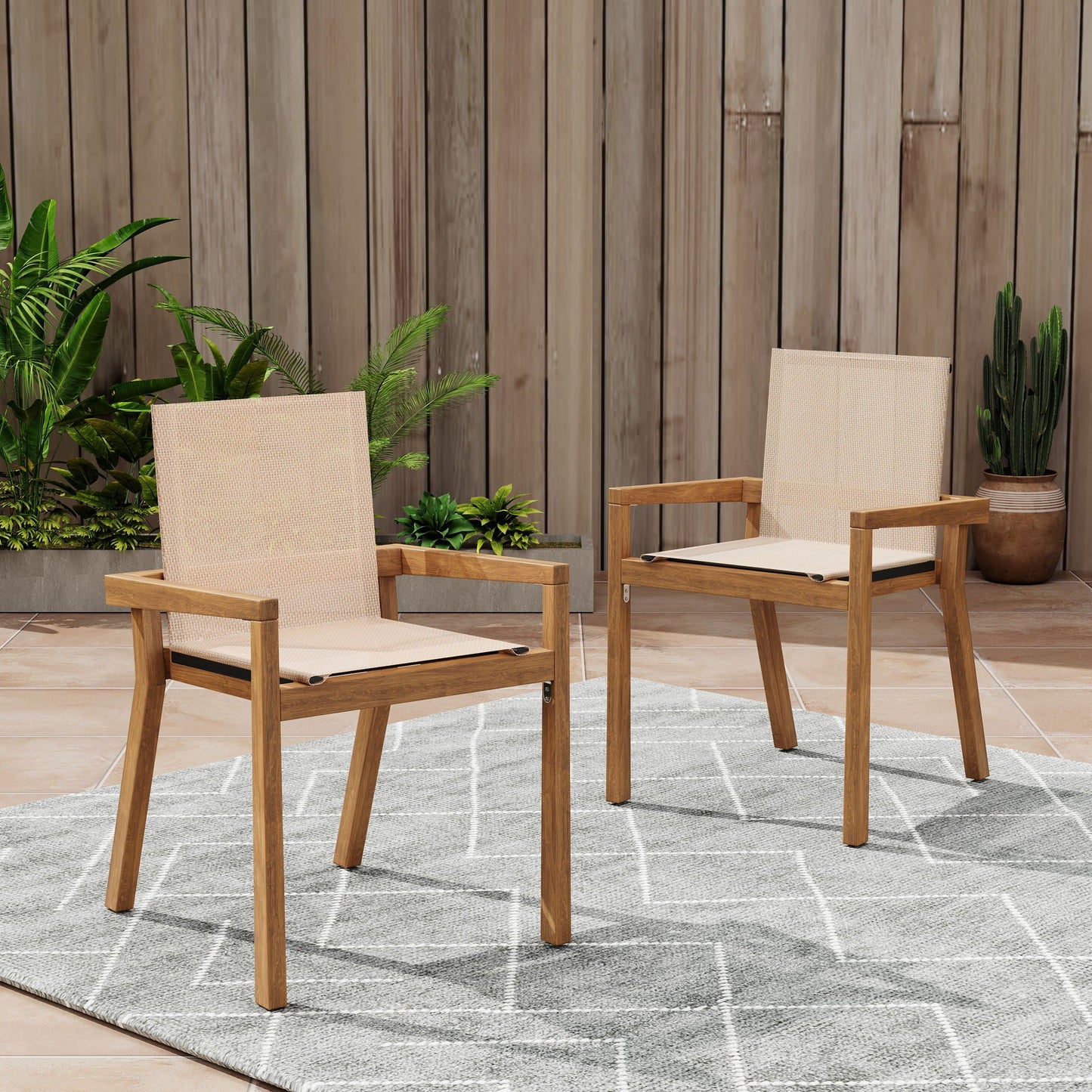 Belfast - Dining Chair With Acacia Wood Frame And Seating (Set of 2)
