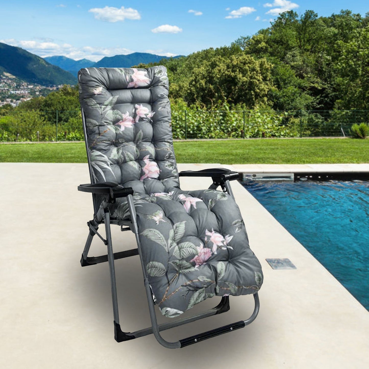 67x22in Chaise Lounger Cushion Recliner Rocking Chair Sofa Mat Deck Chair Cushion