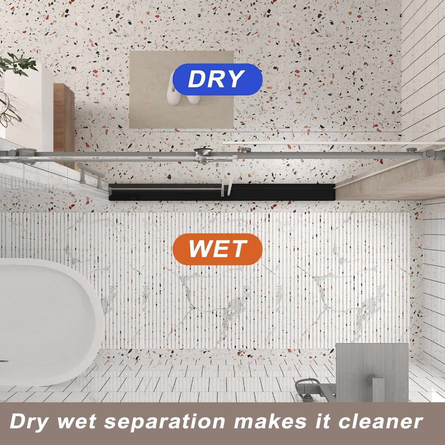 Frameless Shower Door, Smooth Sliding Tracks