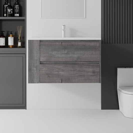 36 Inch Floating Bathroom Vanity with Sink, Soft-Close Door, Ceramic Sink, Plywood