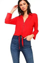Solid Button Down Tie Front Blouse | Femstylo