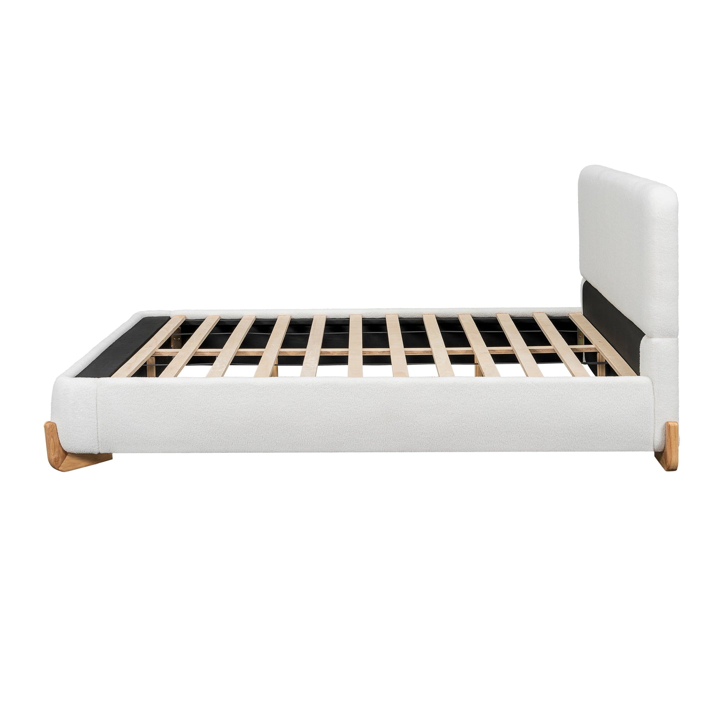 Elegant Boucle Upholstered Bed, Queen Size
