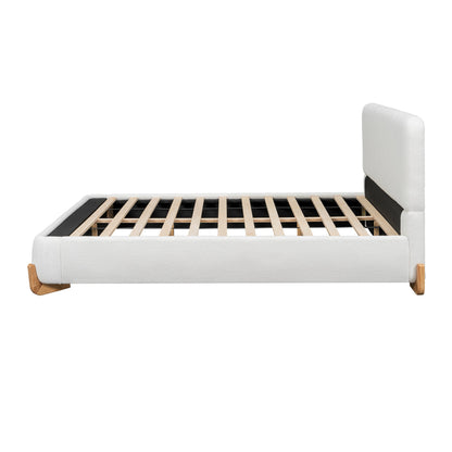 Elegant Boucle Upholstered Bed, Queen Size