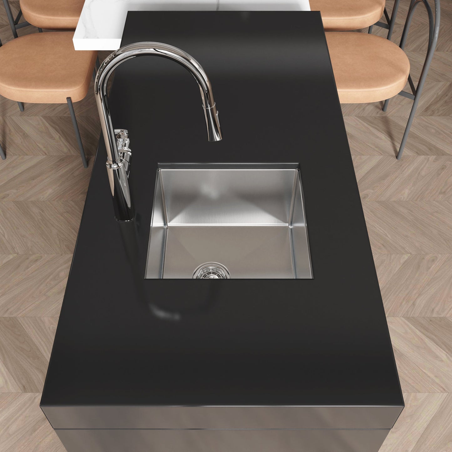 Stainless Steel Kitchen Sink, 18"x18" Single Bowl Undermount
