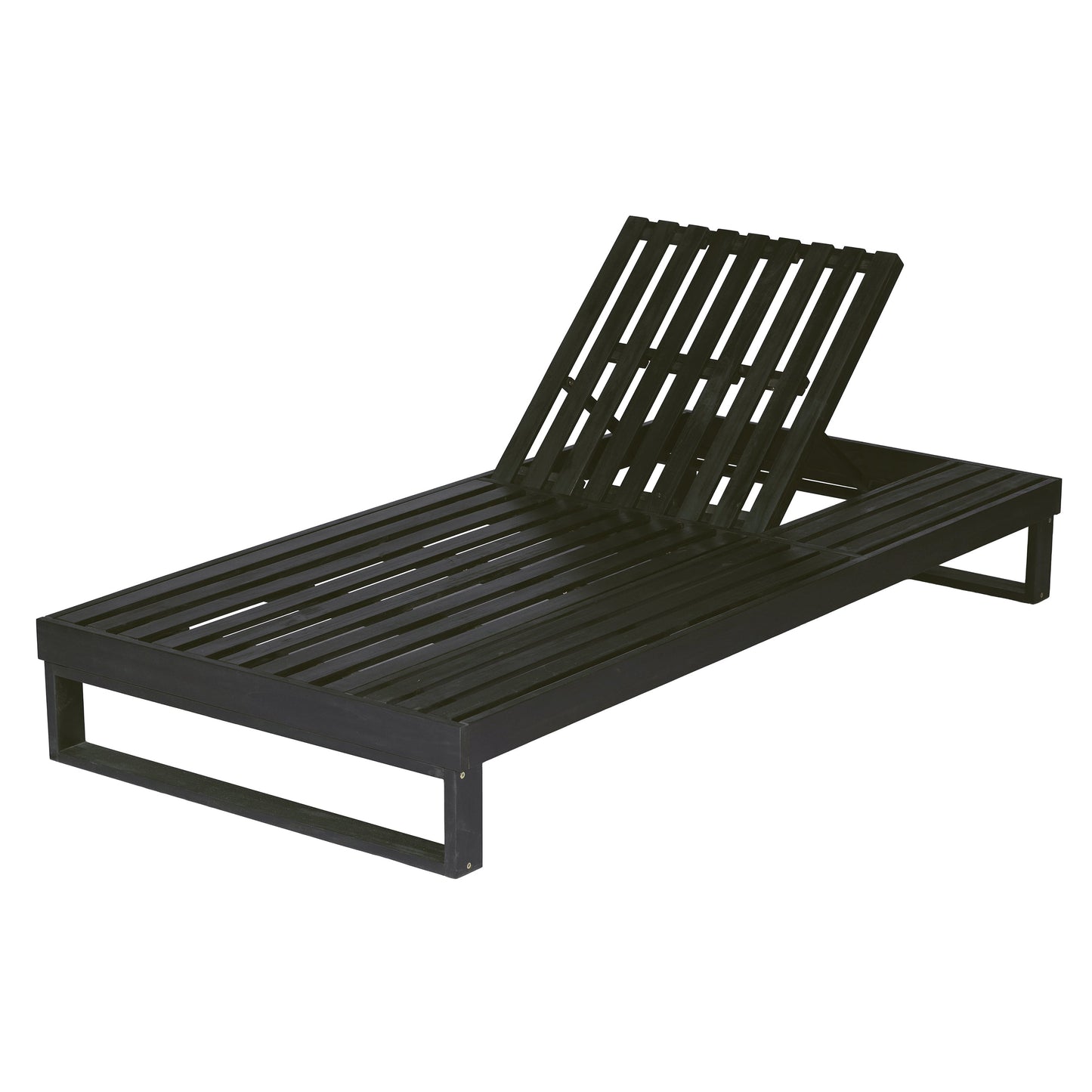Black Acacia Wood Chaise Lounge