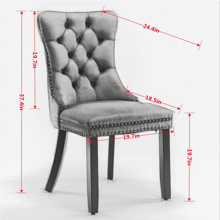 Classic Velvet Dining Chairs - Burgundy (Set of 2)