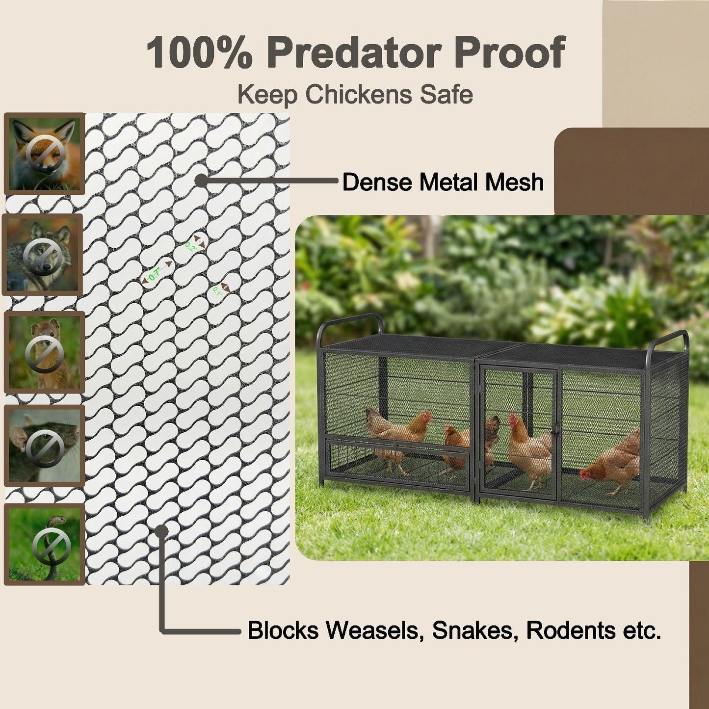 Chicken Cage, Poultry Breeding Coop - Black / Silver