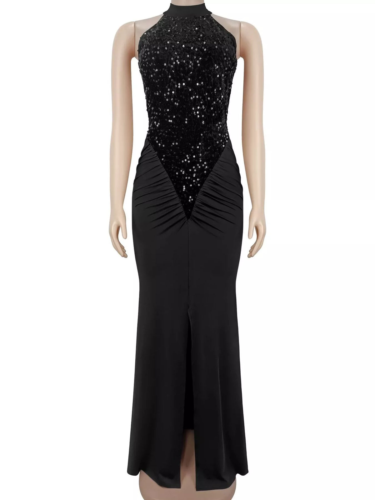 Sequin High Slit Sleeveless Maxi Dress