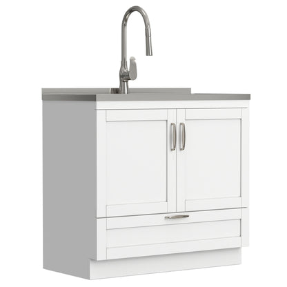 Reed - Deluxe Laundry Cabinet With Pull-Out Faucet And Stainless Steel Sink