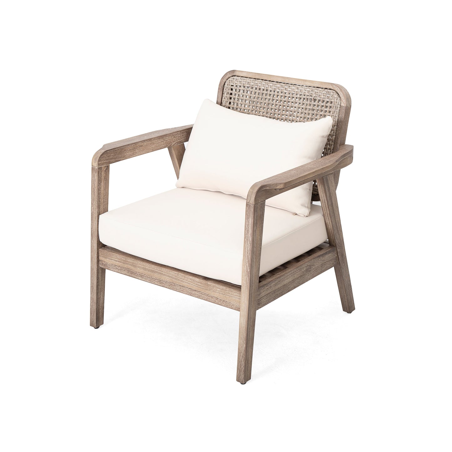 Set of 2 Outdoor Acacia Wood Patio Club Chairs with Waterproof Cushions