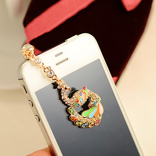 Colorful Crystal Phoenix Dust Plug Pendant for 3.5mm Jack