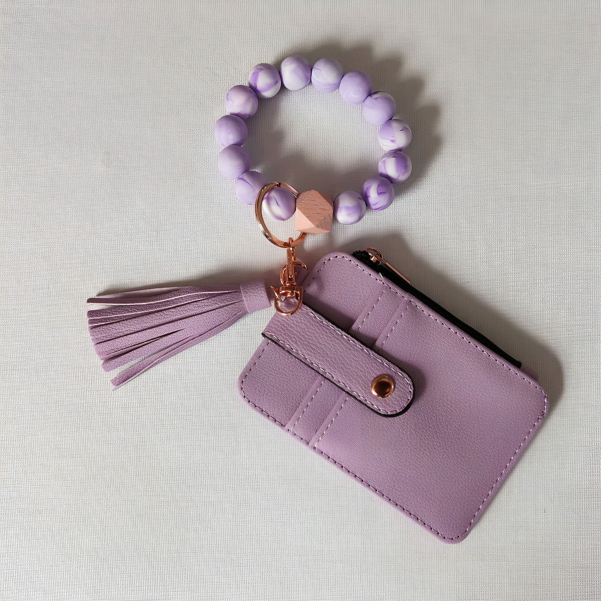 Silicone Bead Bracelet Leather Wallet