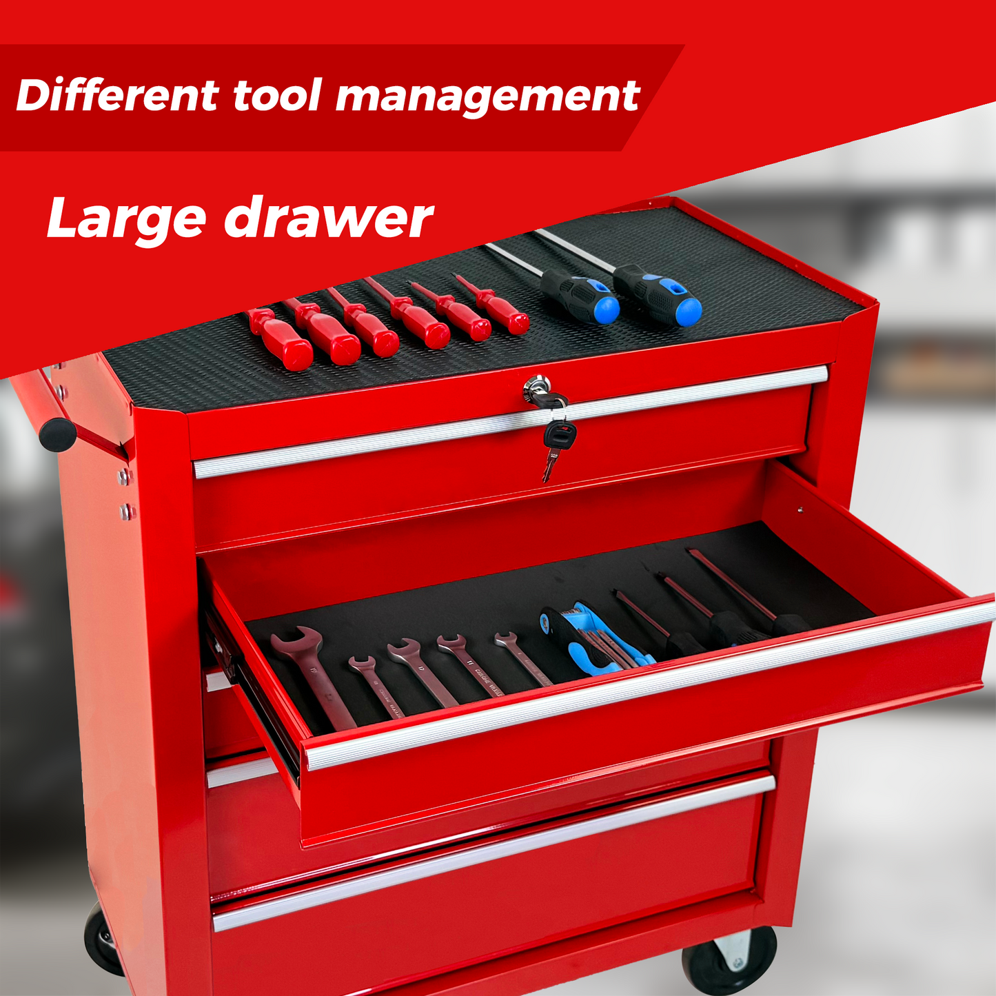 5-Drawer Rolling Tool Chest with Lock & Key