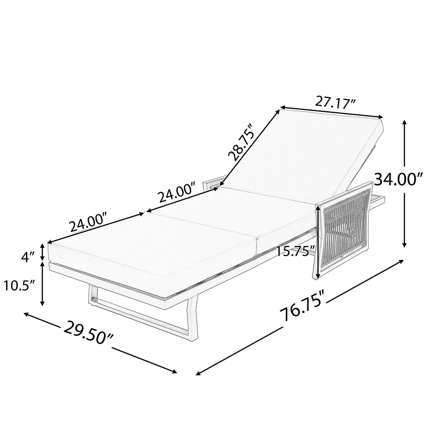 White Iron Outdoor Chaise Lounge