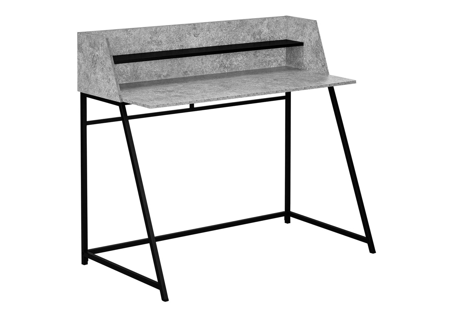 Computer Desk for Home Office with Marble Look and Storage Shelves