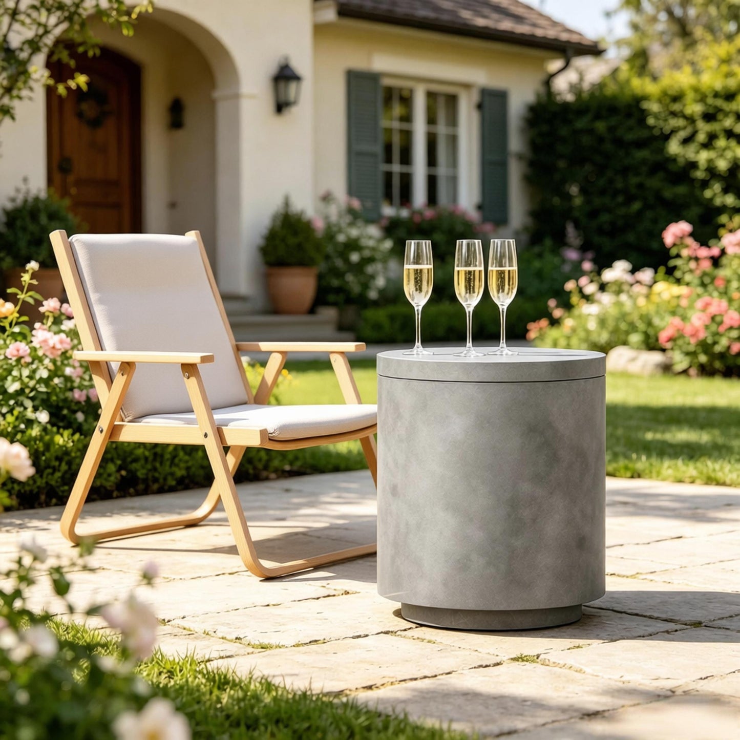 Portable Storage Box, Pool Ice Cooler, Cooler Side Table, Modern Balcony Table