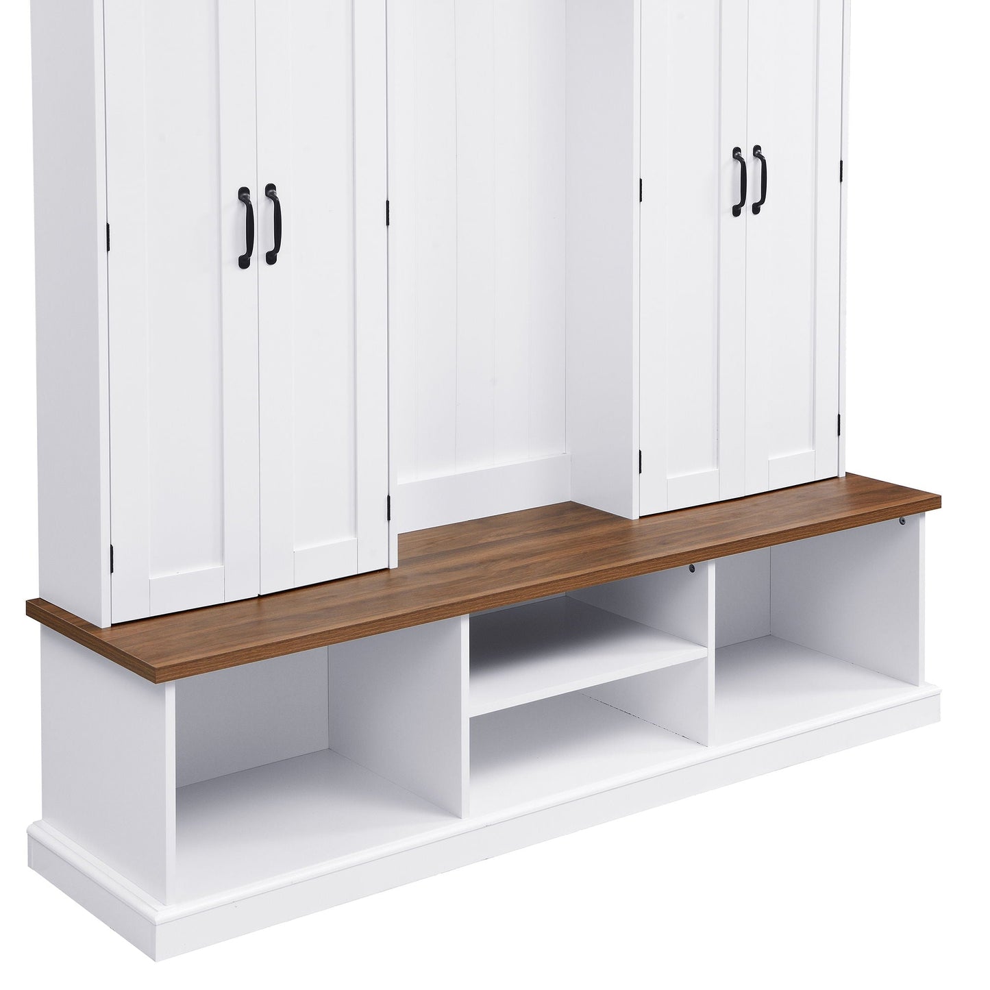 Entryway Hall Tree With Bench, 3 Top Cubbies & Bottom Storage Space