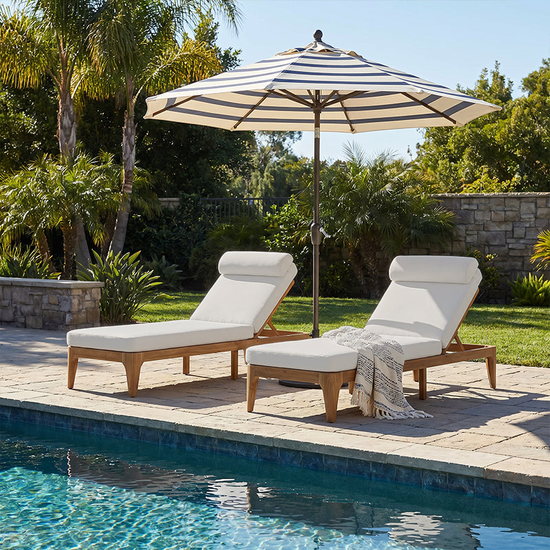 TOPMAX Acacia Wood Chaise Lounge Set of 2