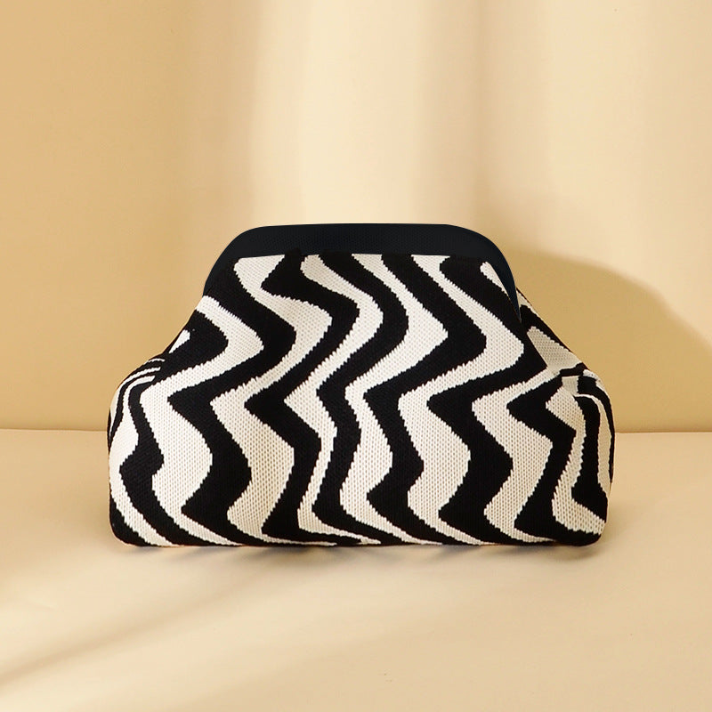 Womens Knitted Bag Striped Clutch