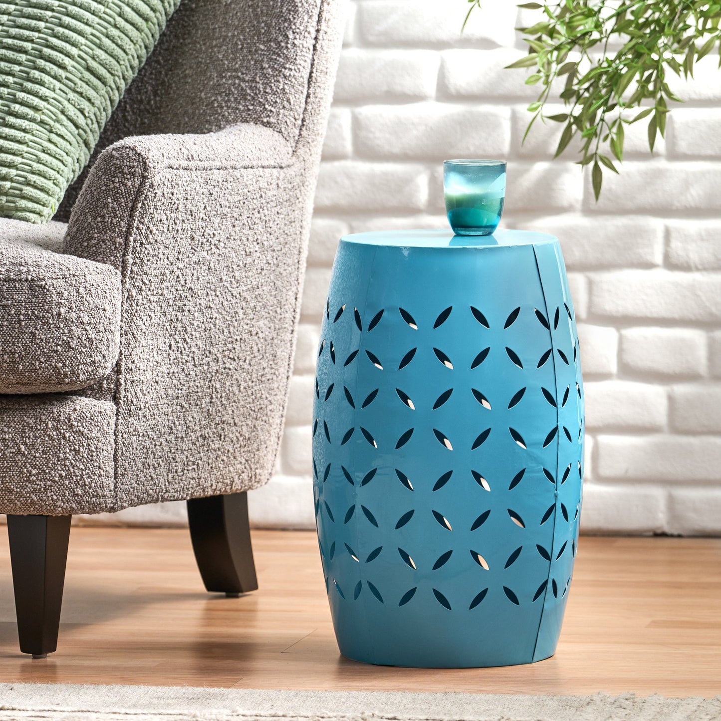 Lilac 12" Accent Side Table with Cylindrical Design