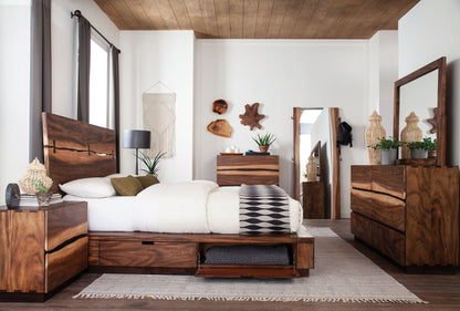 Winslow Wood Queen Storage Panel Bed Smokey Walnut