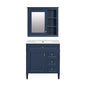 Bathroom Vanity With Top Sink, 2 Doors And 3 Drawers, Freestanding Set With Mirror Cabinet
