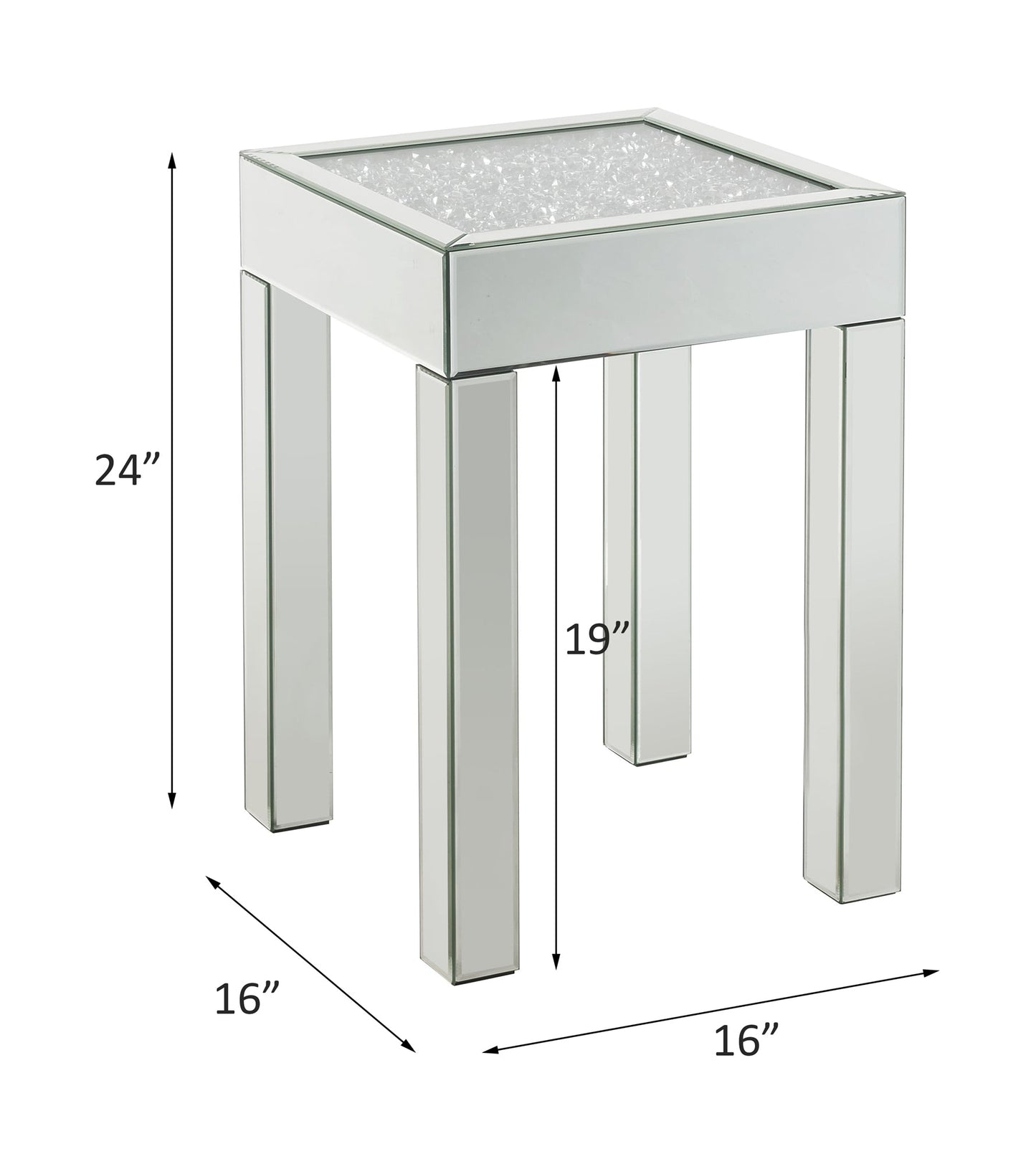 Noralie Mirrored & Faux Diamonds End Table