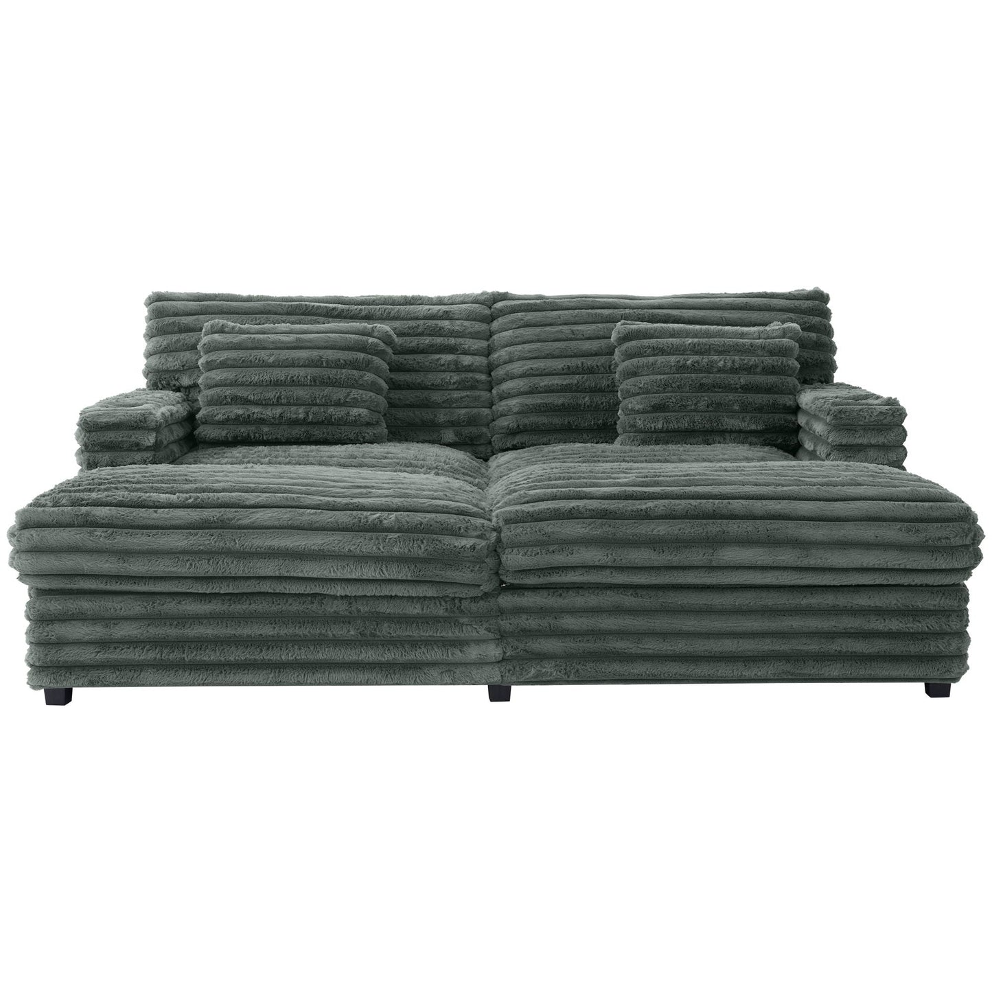Oversized Double Chaise Lounge Sofa Bed With USB Ports And Cup Holders