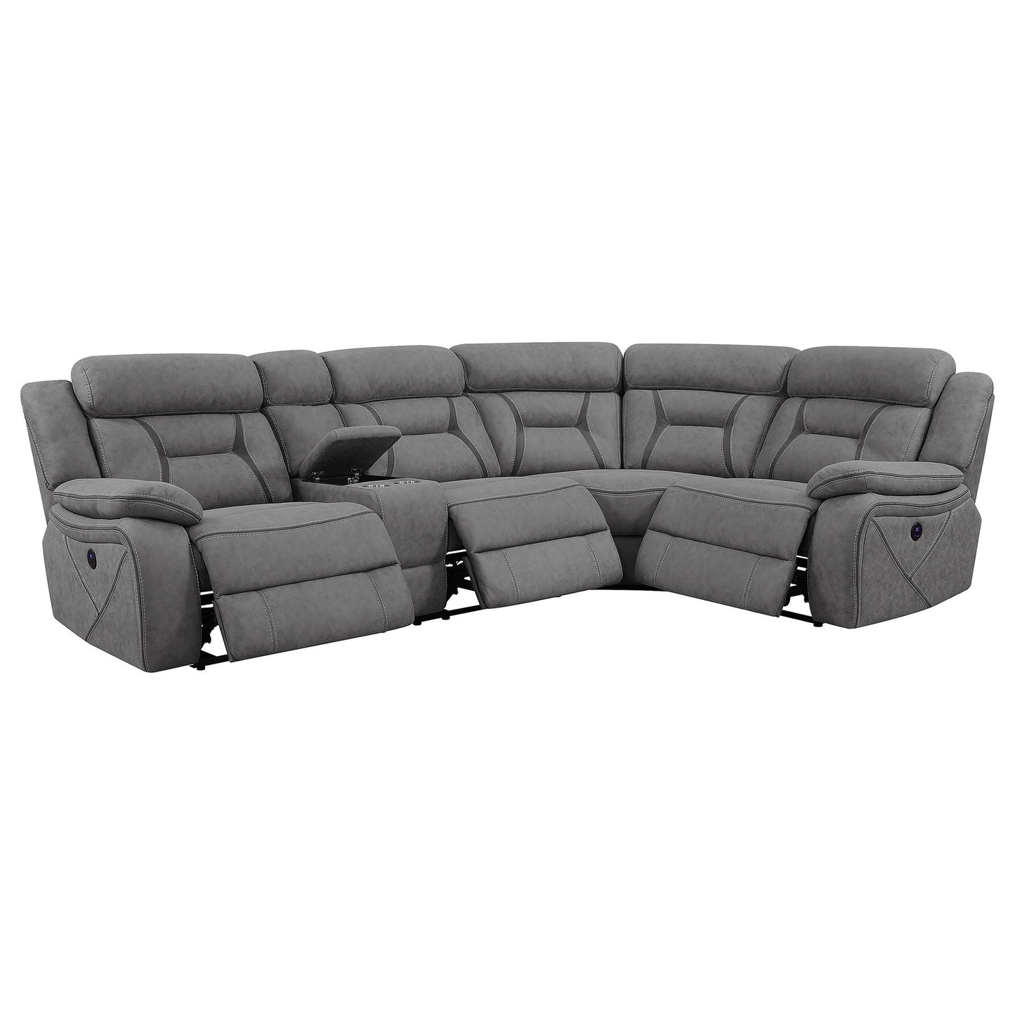 Barton - Upholstered Power Reclining Sectional Sofa - Gray