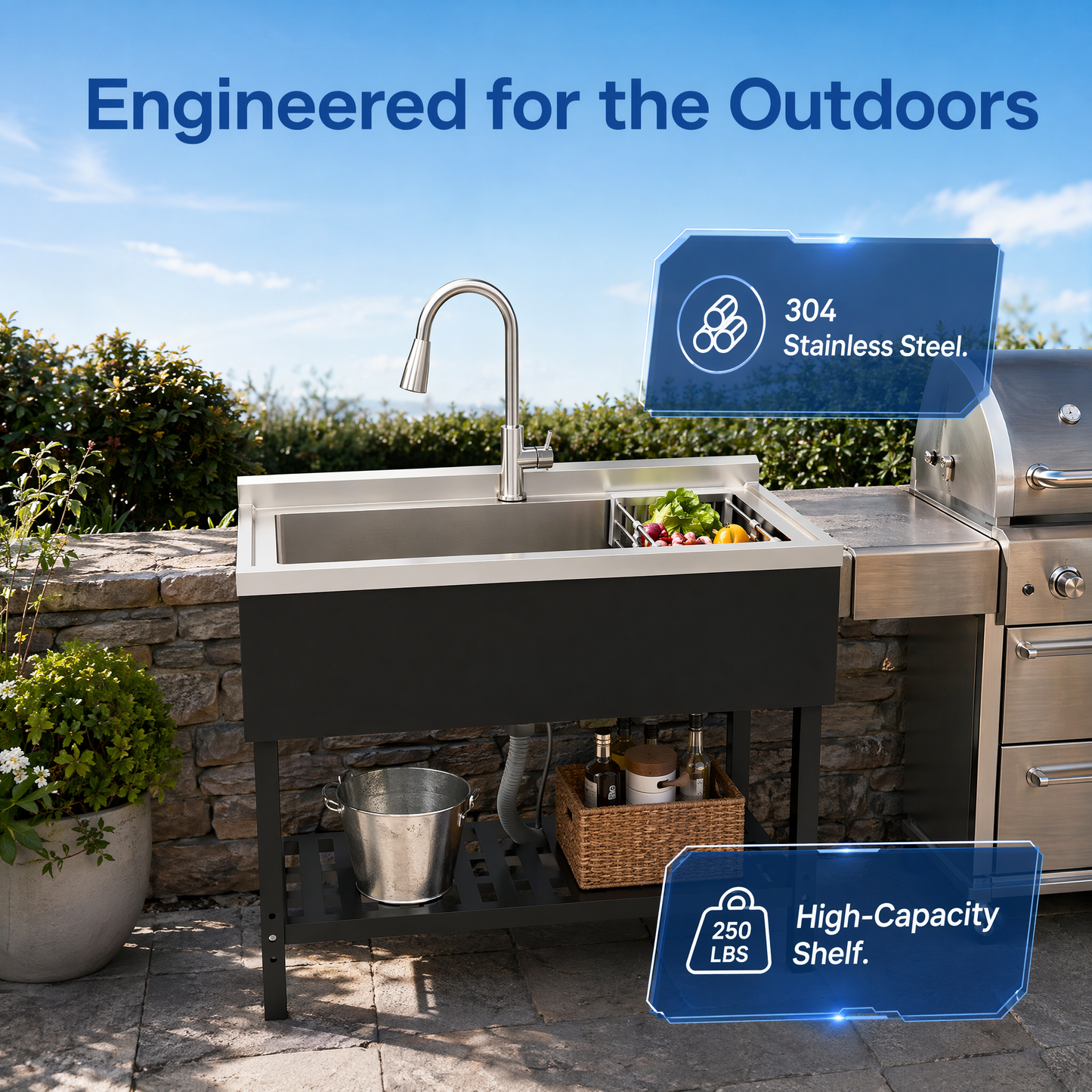 Stainless Steel Utility Sink, Freestanding Sink