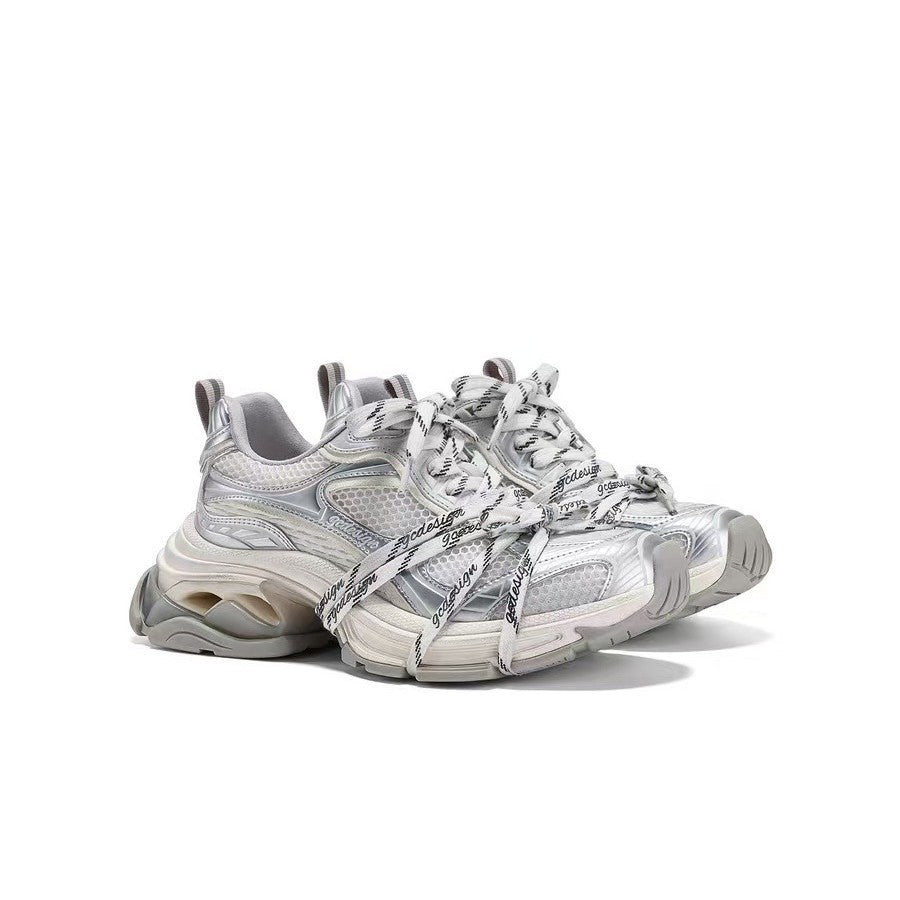 Silver Designer Dad-style Athletic Casual Shoes